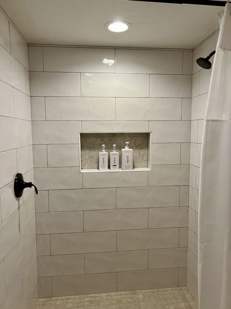 Huge Shower with Hand Made Subway tiles