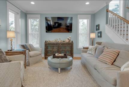 Living room has queen sofa bed