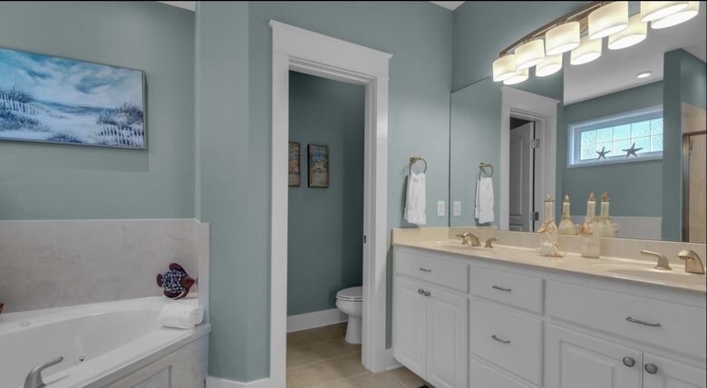 Master bathroom with whirlpool tub and separate shower