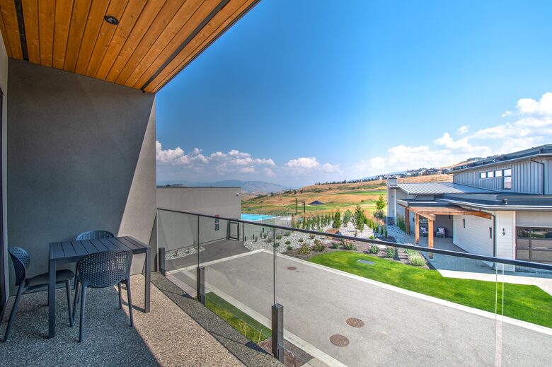Enjoy coffee with a view from the kitchen balcony.