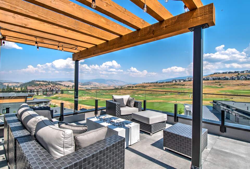 Roof deck with firepit and golf course views
