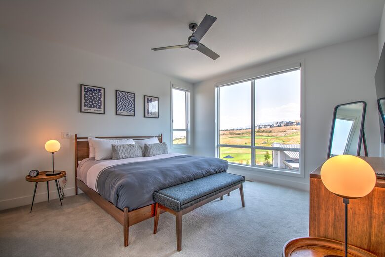 Master bedroom with golf course views