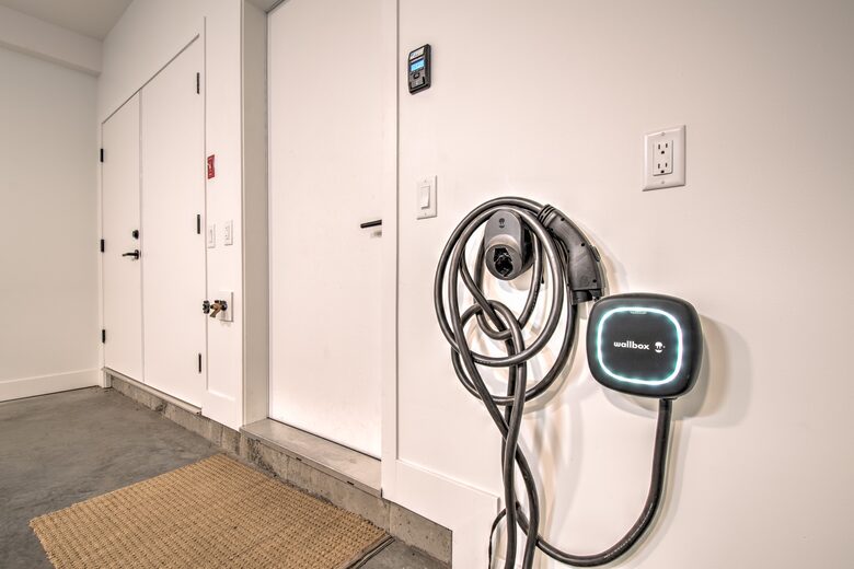 Two-car garage features EV charger