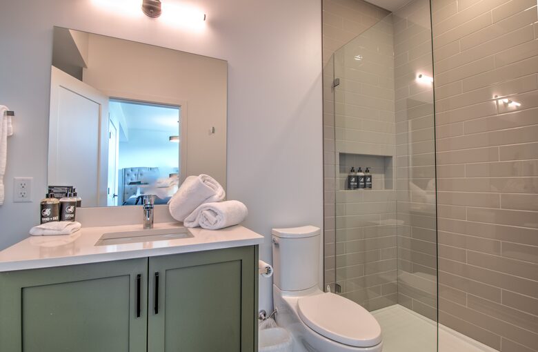 Private bath with shower for lower-level bedroom