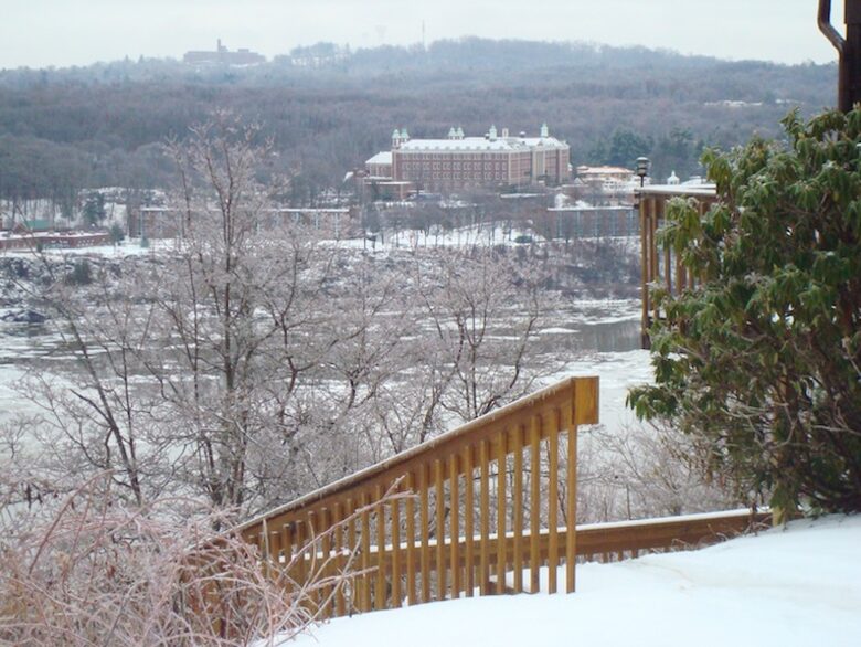 Winter. Culinary Institute across the river.