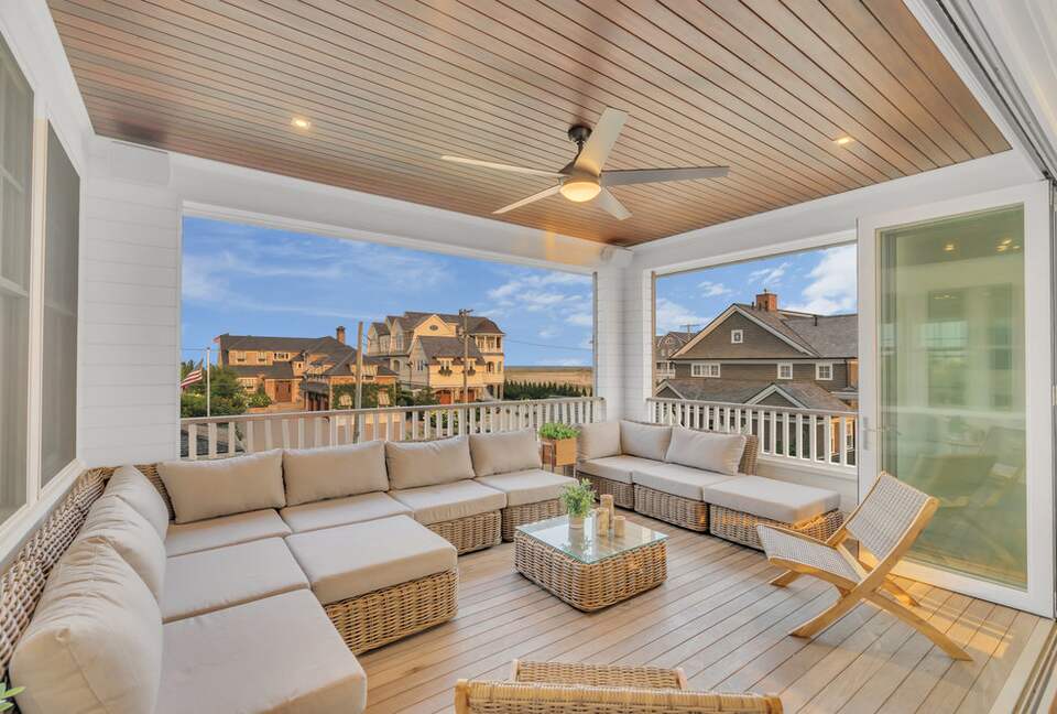 Large deck off dining room with ocean views