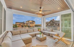 Large deck off dining room with ocean views