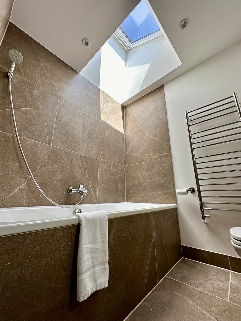 Enjoy a view of the sky from the bathtub