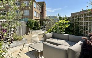 Garden sofa and view to Garden Office/studio
