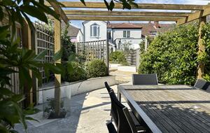 Under the pergola