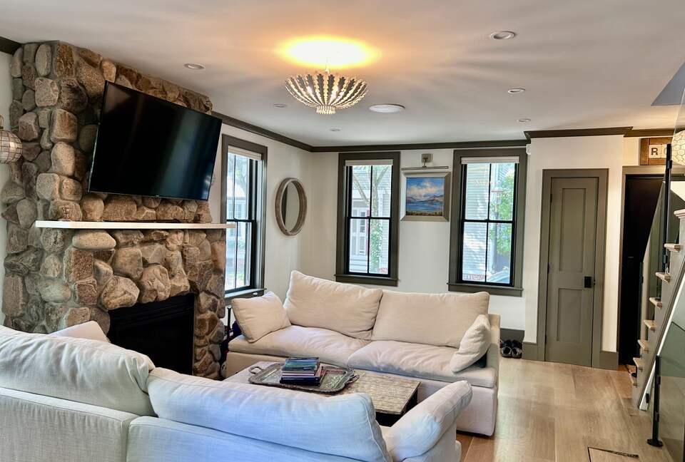 Family room with fire place