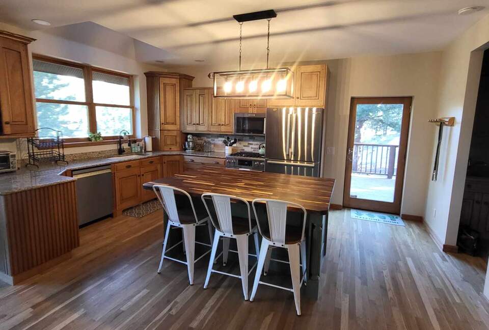 kitchen and island