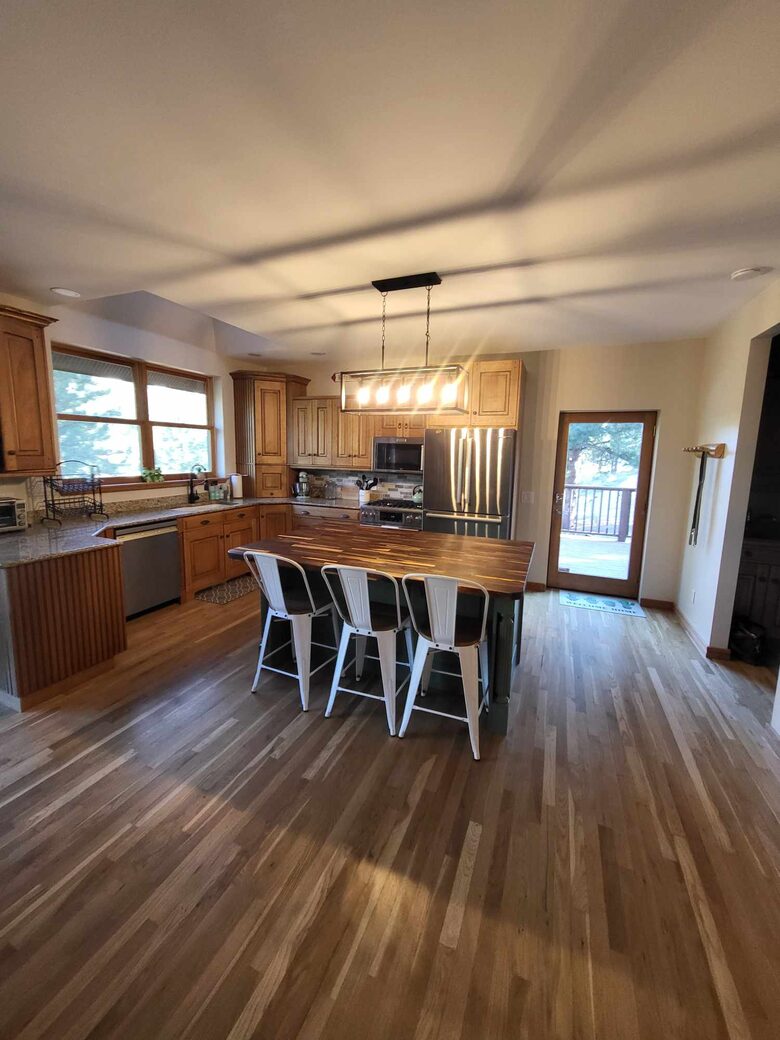 kitchen and island