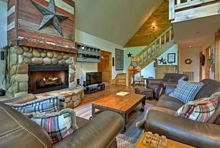 Living Room and Wood Burning Fireplace