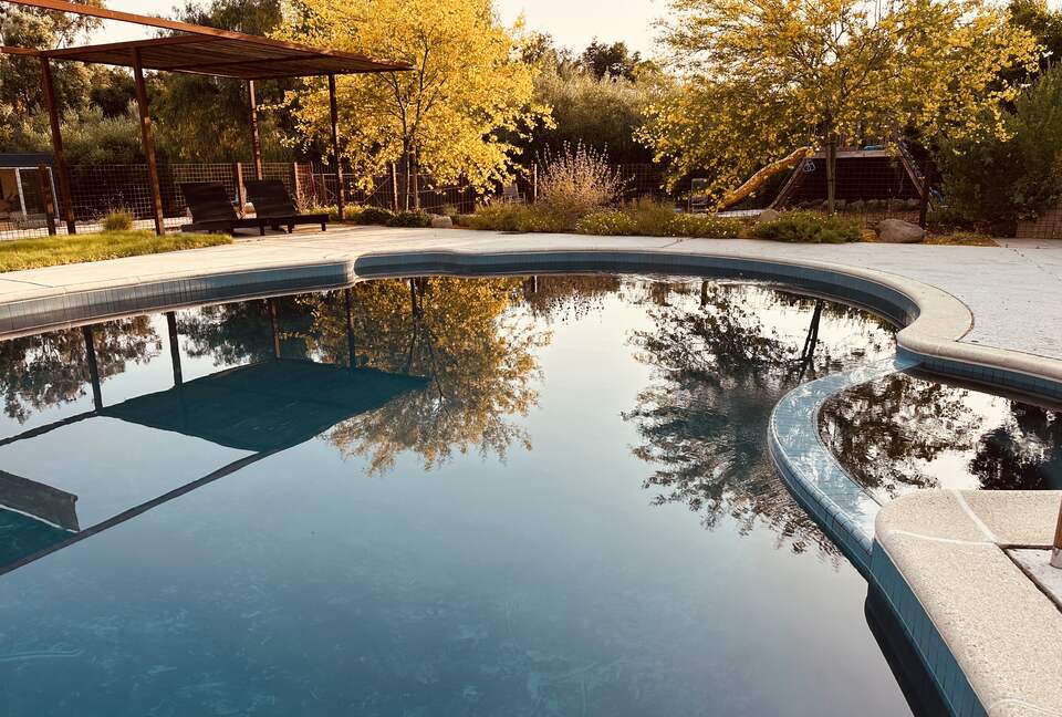 Kidney pool with hot tub