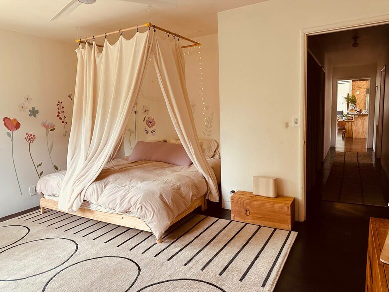 Bedroom 3, King Bed and lovely orchard views