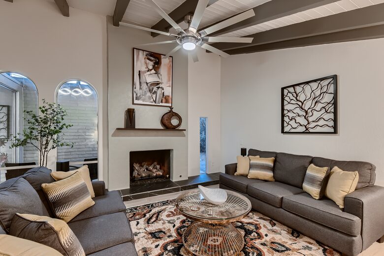 Living room with gas fireplace