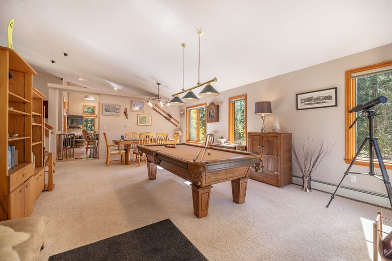 Pool table looking towards dinning table