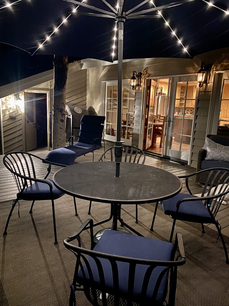 Large deck right outside with gas grill and patio furniture