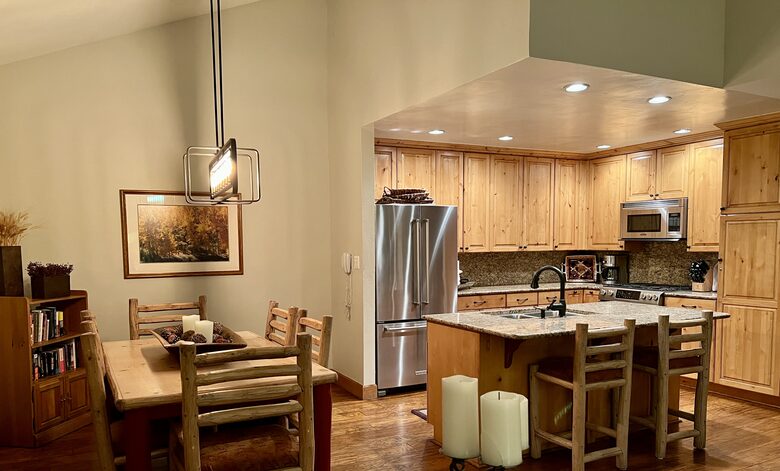 Kitchen fully equipped with basics needed to prepare meals.