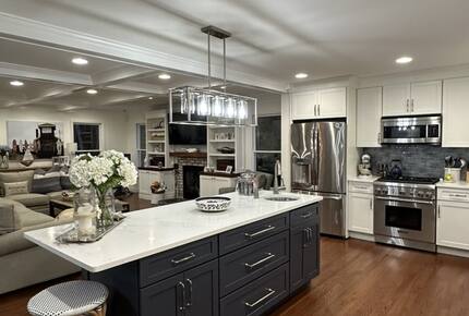 Open concept first floor with gas fireplace