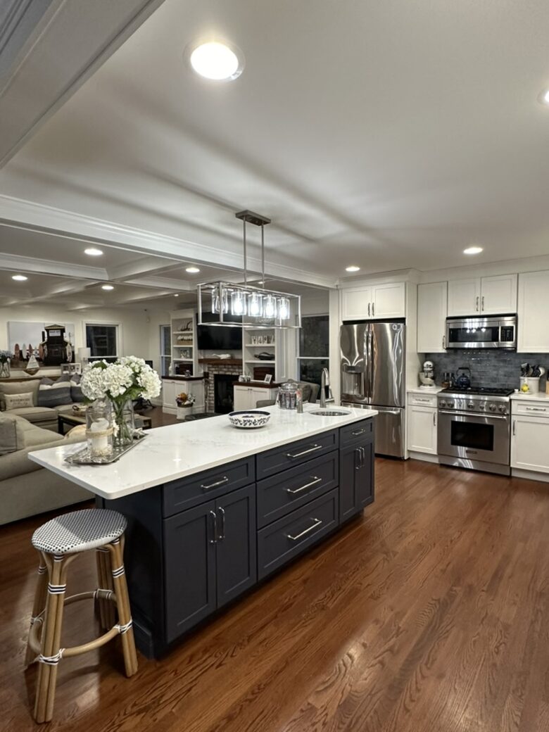 Open concept first floor with gas fireplace