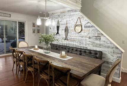 Large dining table and sliders to deck