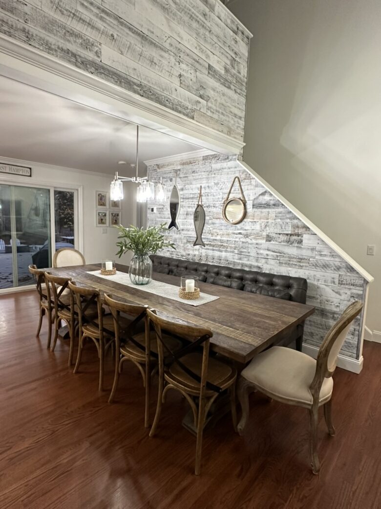 Large dining table and sliders to deck