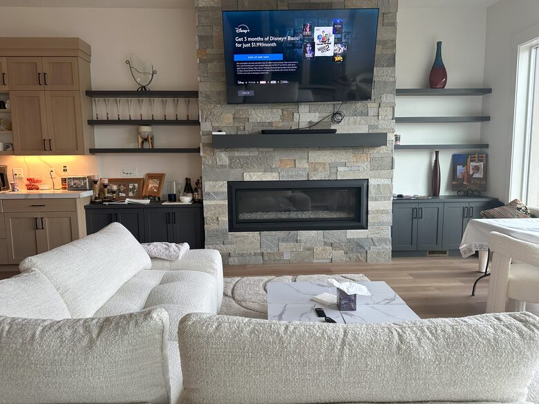 Main living room with fire place