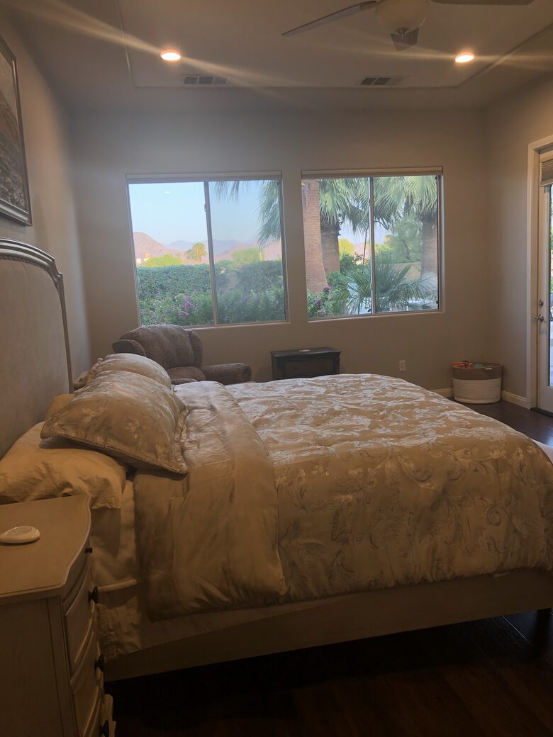 Primary bedroom with view of Santa Rosa Mountains