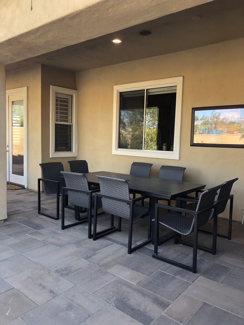 Dining for eight on patio