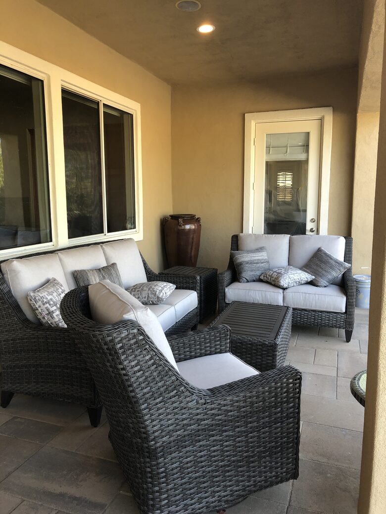 Comfy seating on patio