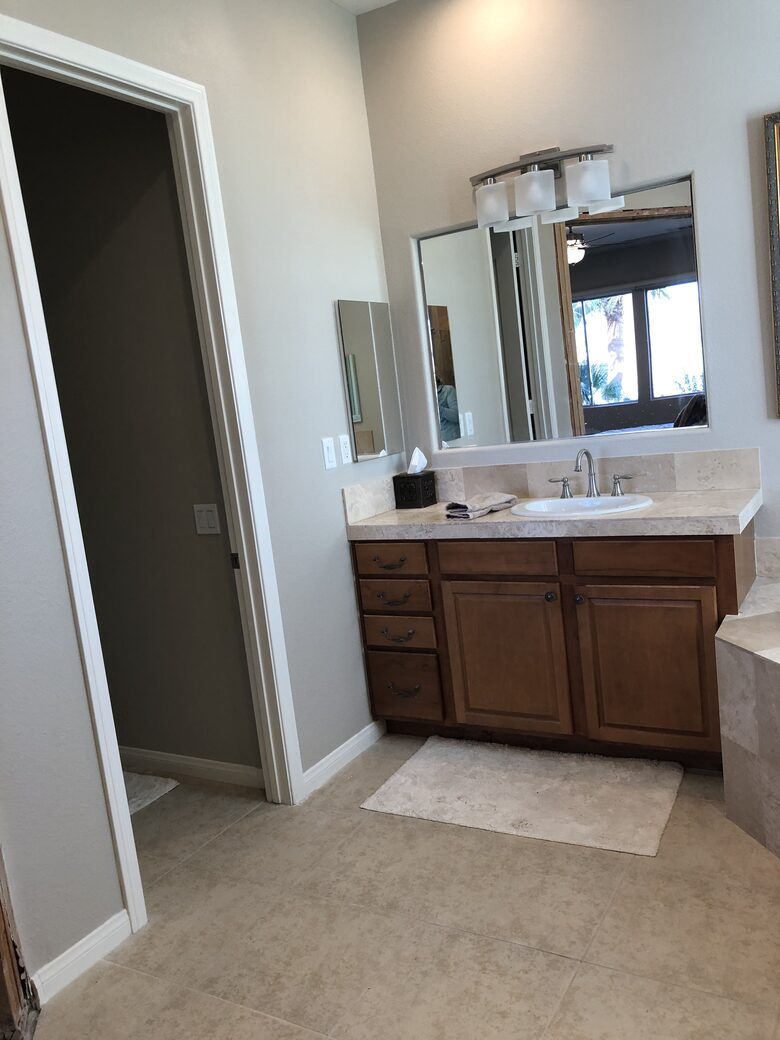 Primary bath with two vanities
