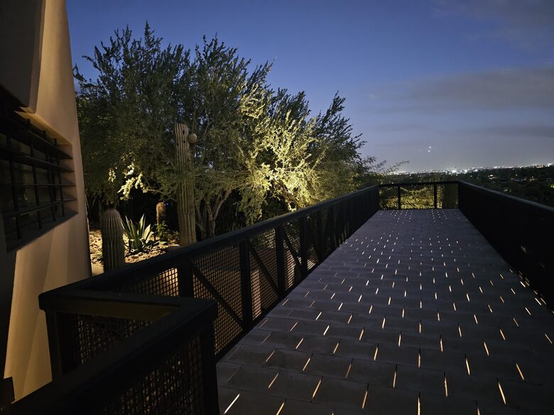Bridge view light radiates between the tiles