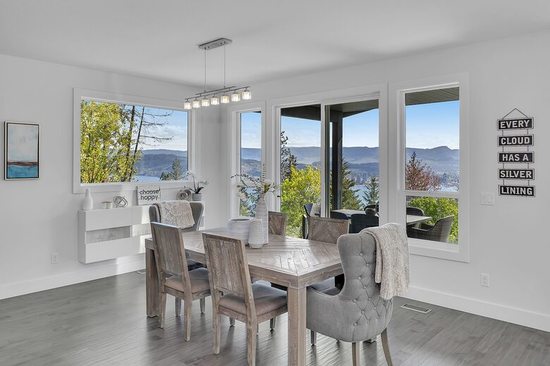 Dining Room with Lake and City view.