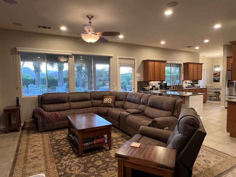 Family room recliner couch, view of mountains