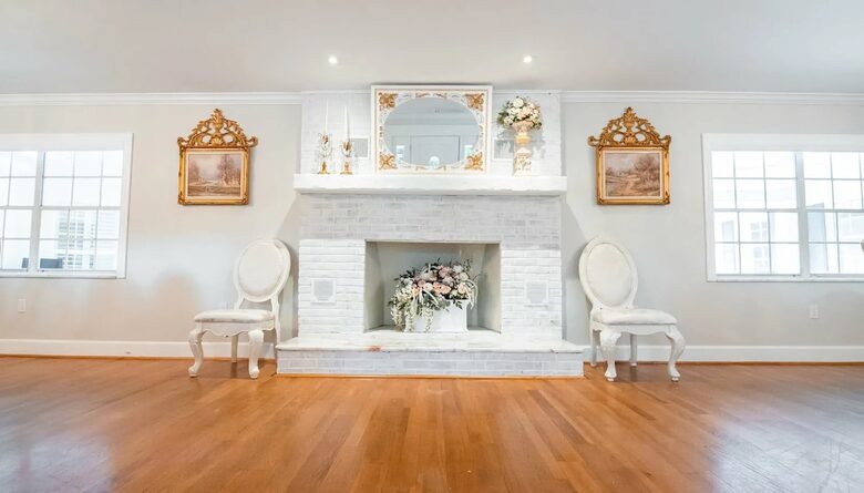 Fireplace in Formal Living and Dining Room