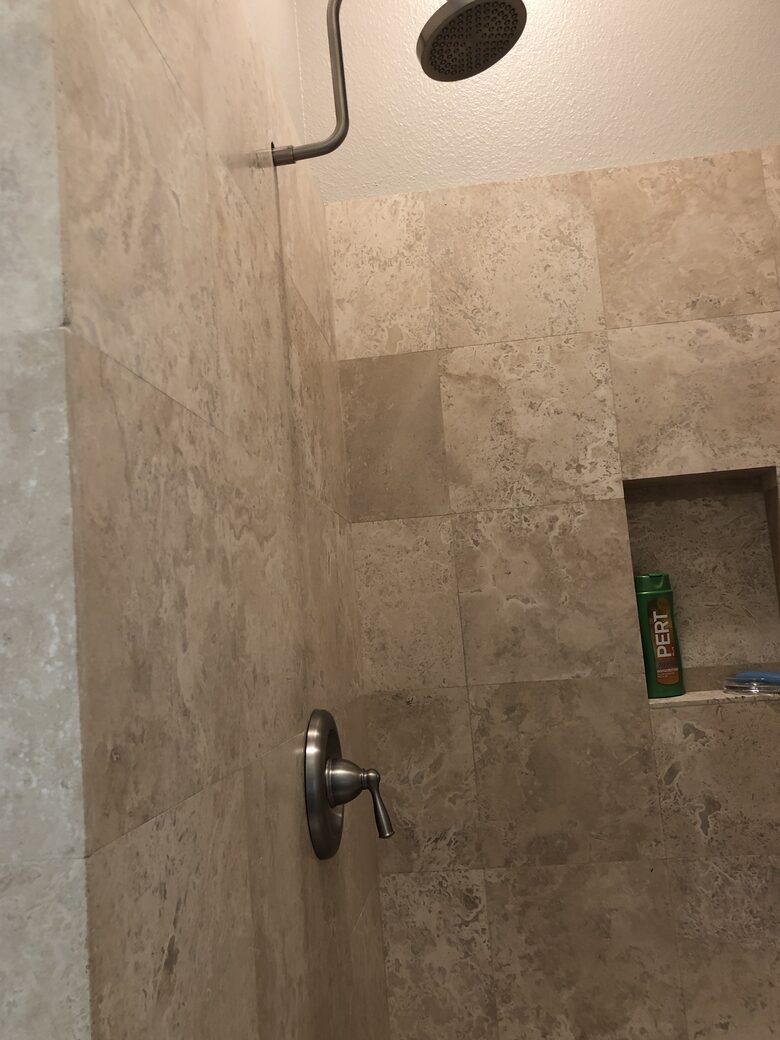 Marble shower in primary bath