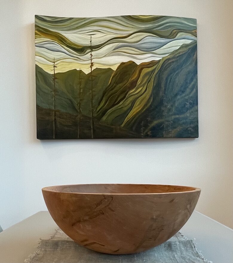 Original art and local artisan objects throughout house