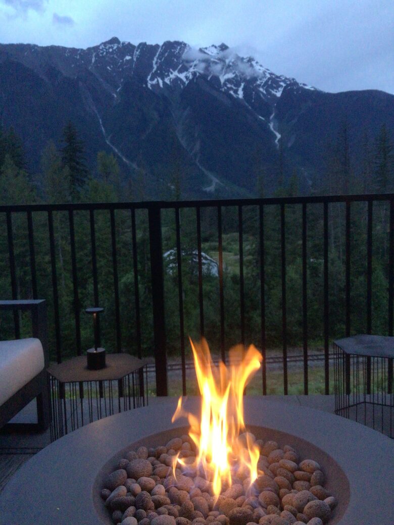 Fire pit for evenings on the deck