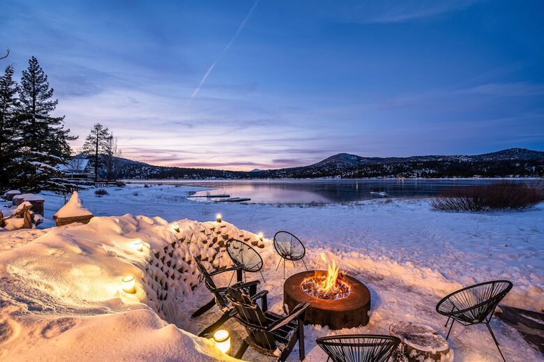 Shared outdoor fire pit area with panoramic views & sunsets