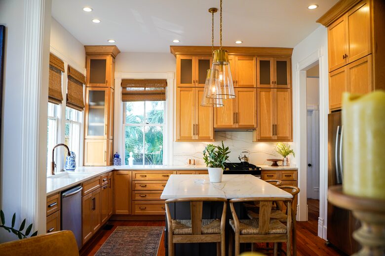 Kitchen w/ Floor-to-Ceiling Cabinets, Quartz Counters