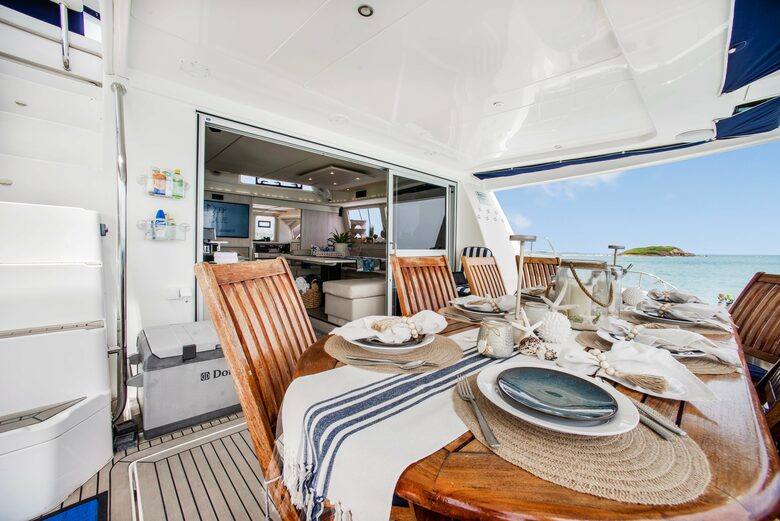 Stern outdoor dining area