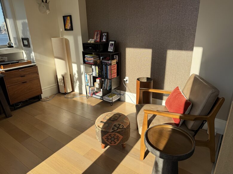 Office/seating area 2nd fl with terrace. NYC and sunset views.