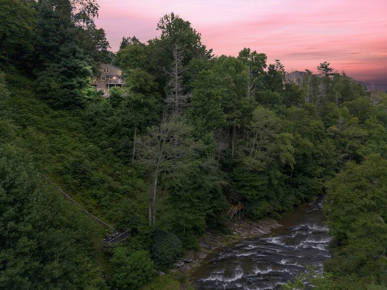 Sapphire Hideaway | Backyard Waterfall located on the Horsepasture River - Sapphire, North Carolina