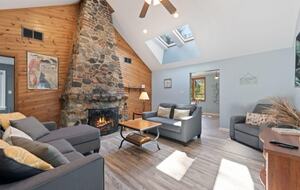 Main living room with working fireplace