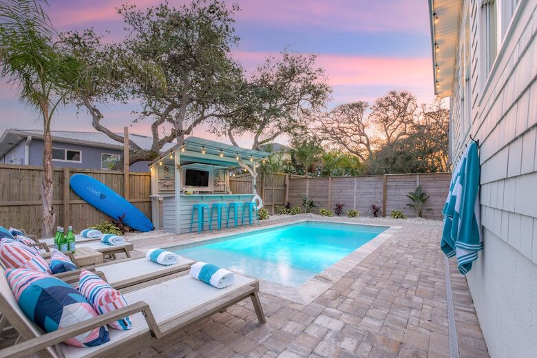 17 Palms Beach House | Coastal Luxury with Heated Pool and Tiki Bar - St. Augustine, Florida