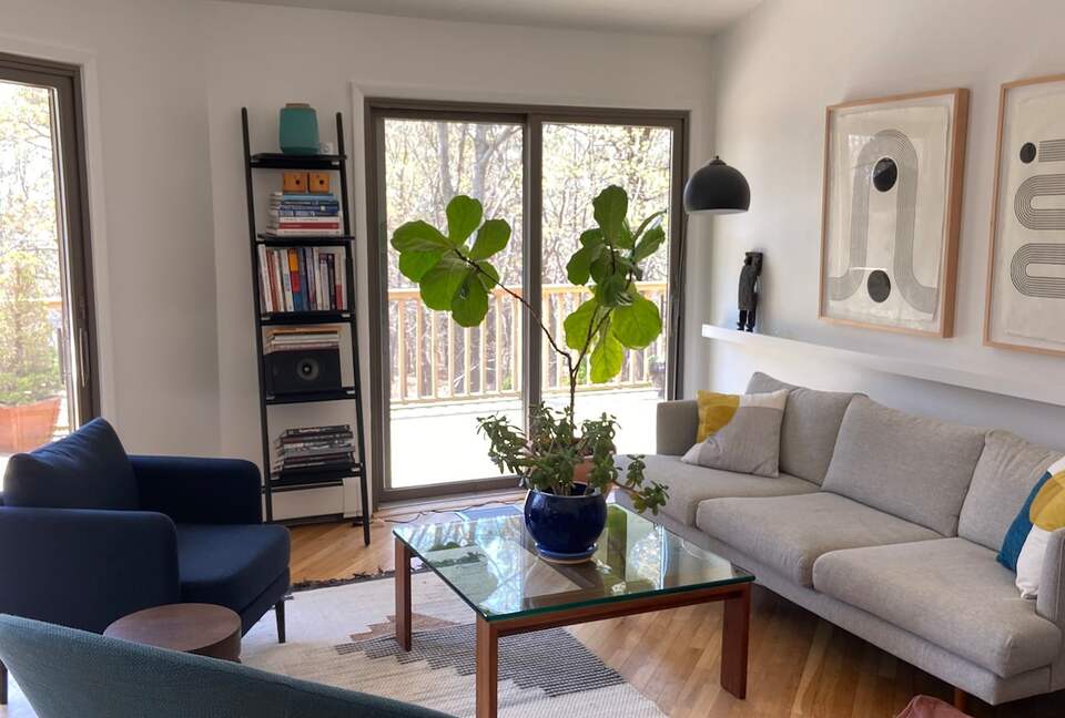 Main sunny living area with views out to the surrounding landscape.