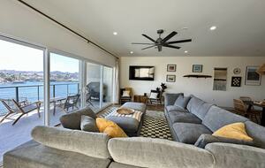 Living room with water view