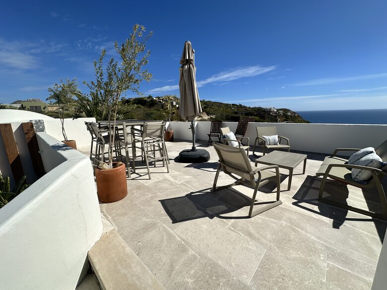 Rooftop lounging and dining area